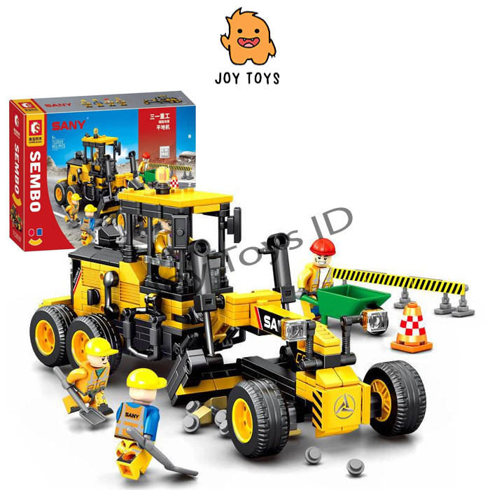 JOY TOYS Mainan Anak Brick Sembo Construction Sany Paving Scene Grader STG190C-8S Konstruksi Alat Be