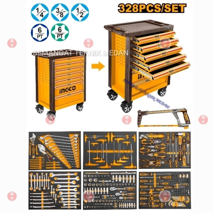 328PCS MECHANICAL CHEST TOOL SET KIT BOX 7 TINGKAT INGCO HTCS273281