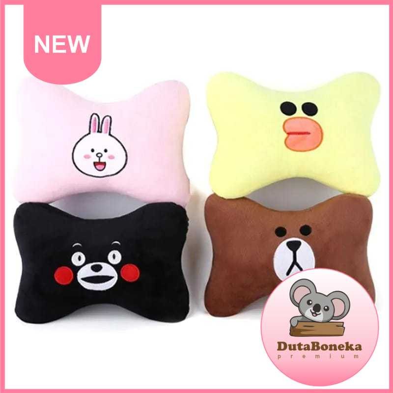 Bantal leher travelling /Bantal tulang senderan karakter kartun Line bahan plush DutaBoneka