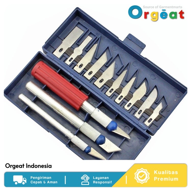 

KNIFEZER Set Pisau Ukir Seni 13 in 1 Crafting Art Knife with 3 Handle Silver Original Orgeat Indonesia