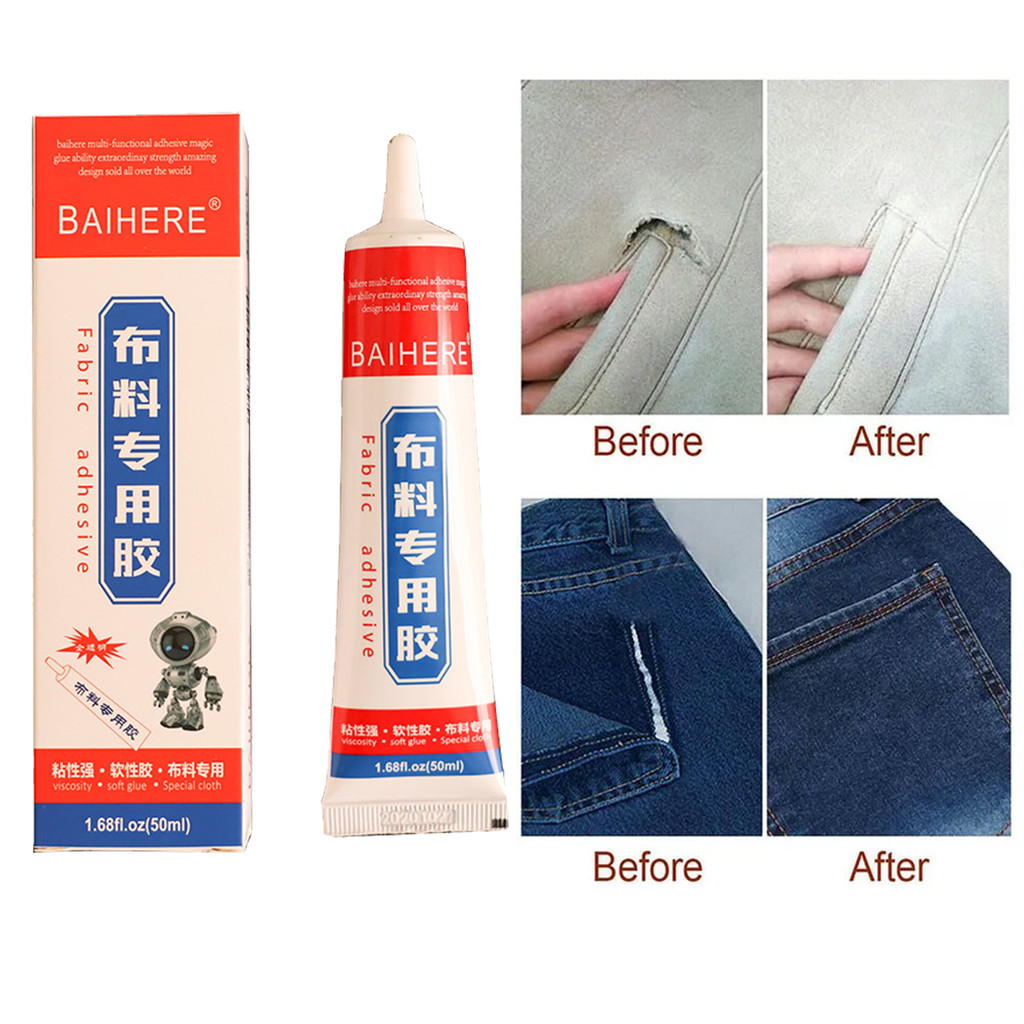 50Ml Lem Super kain Kuat Adalah Lem Kain Tahan Air Lembaran Celana Jaket Baju Fabric Ajaib Lem Bahan