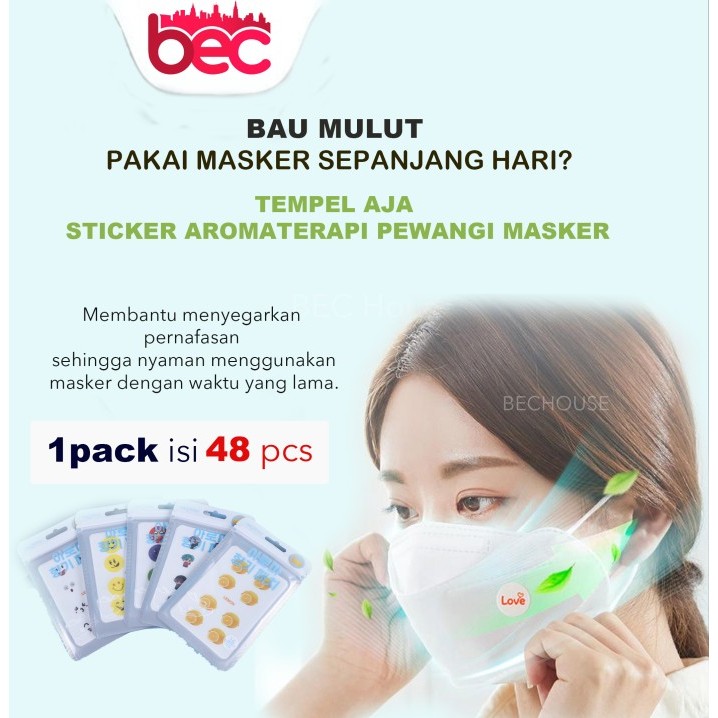 [BEC] Sticker Masker Aromatherapy Lemon / Mint Korea Mask Patch Stiker - isi 48pcs