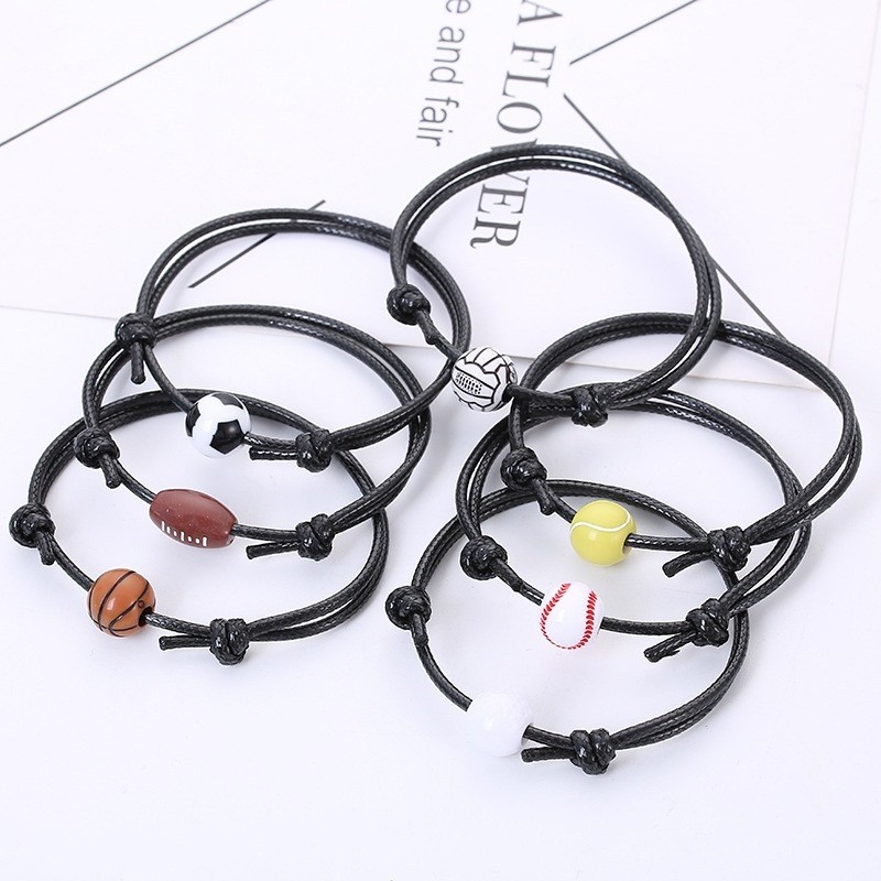 Gelang Serut Tali Hitam Bola Warna