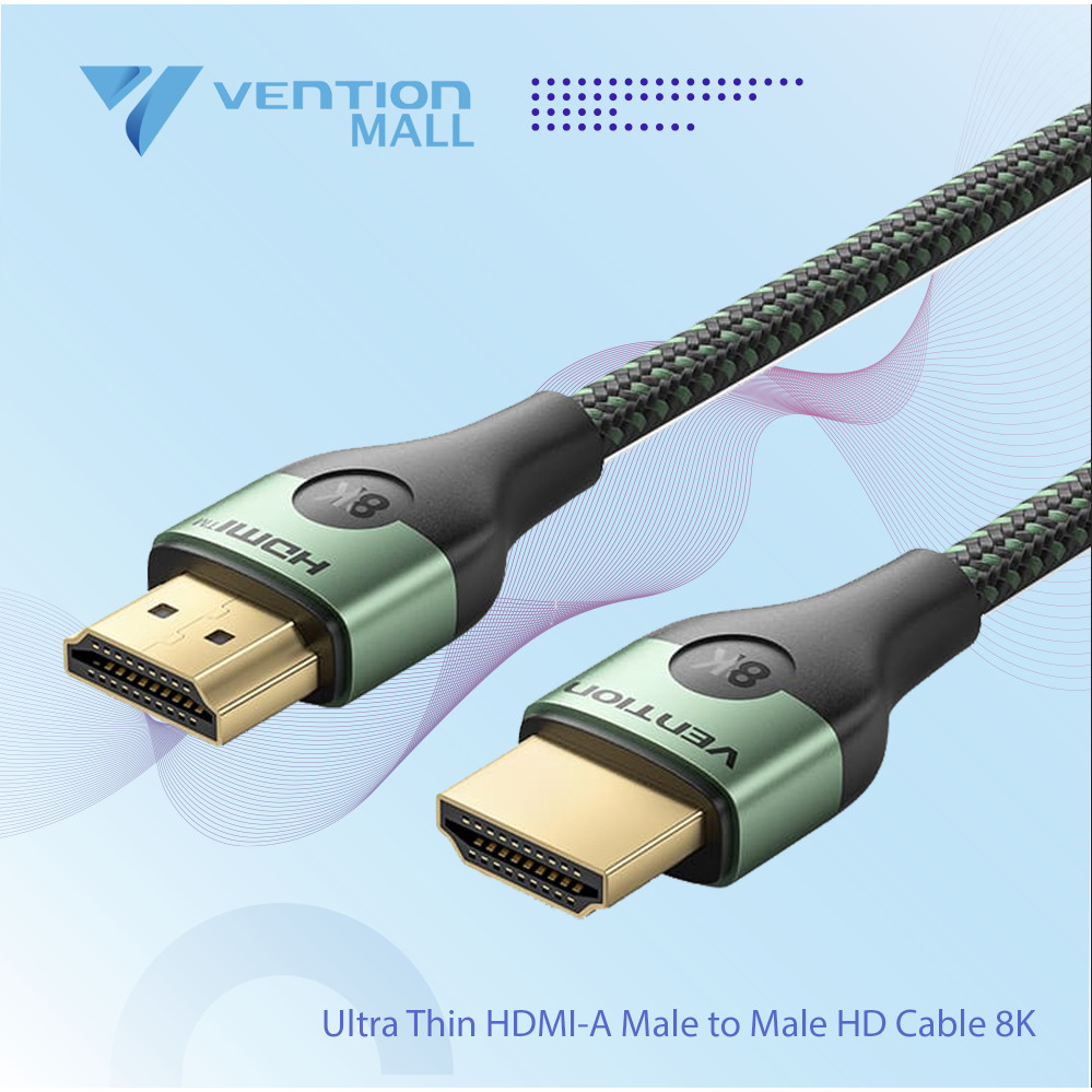 Vention Kabel HDMI Slim Ultra Thin Male 4K 8K 2.1 Lightweight Portable Kecil 1M 2M 3M