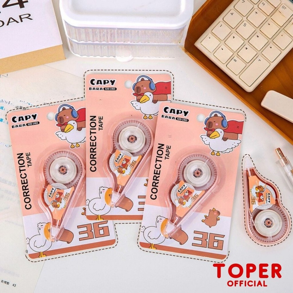 

TOPER Correction Tape Capybara Random Panjang 5m Tip X TipX TipEx Pita Kertas Lucu Penghapus Pulpen