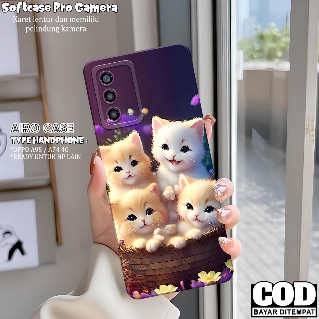 Softcase OPPO A95/ A74 4G Terbaru Case OPPO A95/ A74 4G Fashion Case KUCING Casing OPPO A95/ A74 4G 