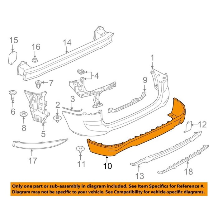 51127403392 SPOILER BUMPER BELAKANG BMW X1 SDRIVE 18I 2017