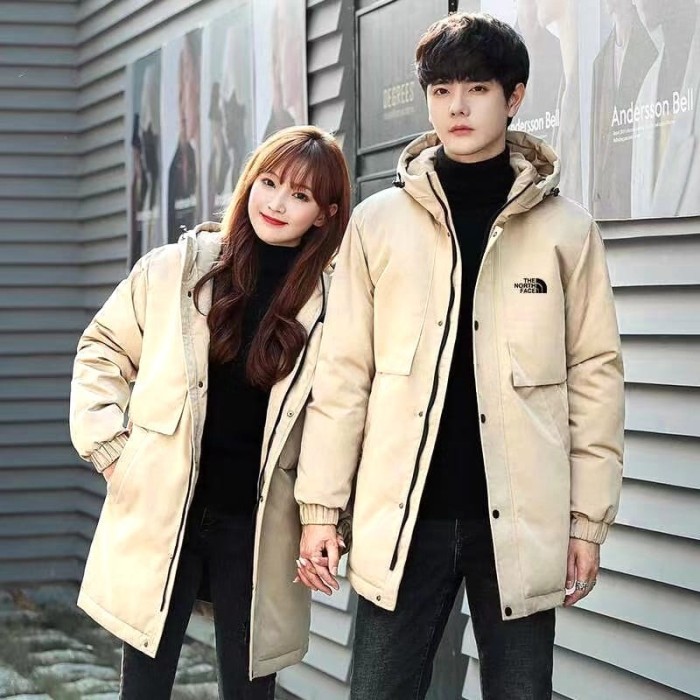 MEN WOMEN WINTER JACKET COAT WANITA PRIA DEWASA MUSIM DINGIN IMPORT - Cream, XL 1012