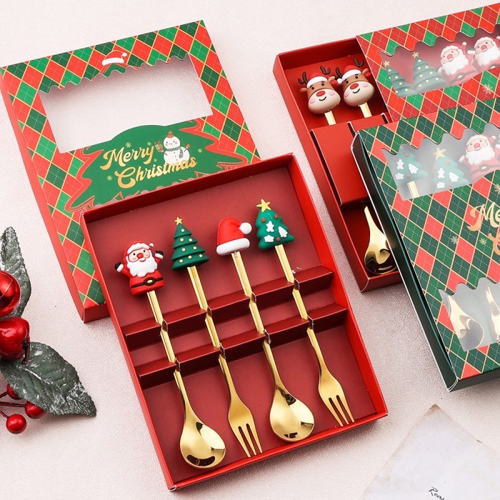 

Hampers Christmas Lucu Sendok Kecil Garpu Buah Set Untuk Perayaan Natal Tukar Kado Lucu Premium Quality