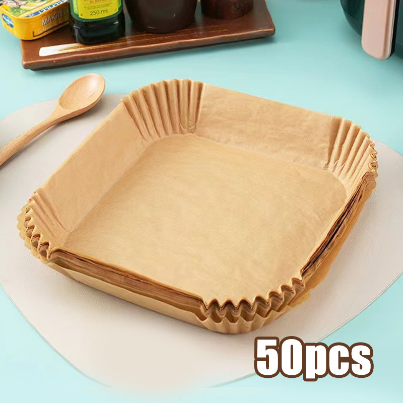 50pcs Kertas Alas Air Fryer / Air Fryer Parchment Paper / Round Bulat Anti Lengket  / Kertas Minyak 
