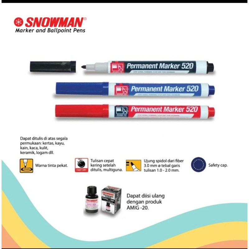 Spidol Permanen Snowman G-520 promo harga