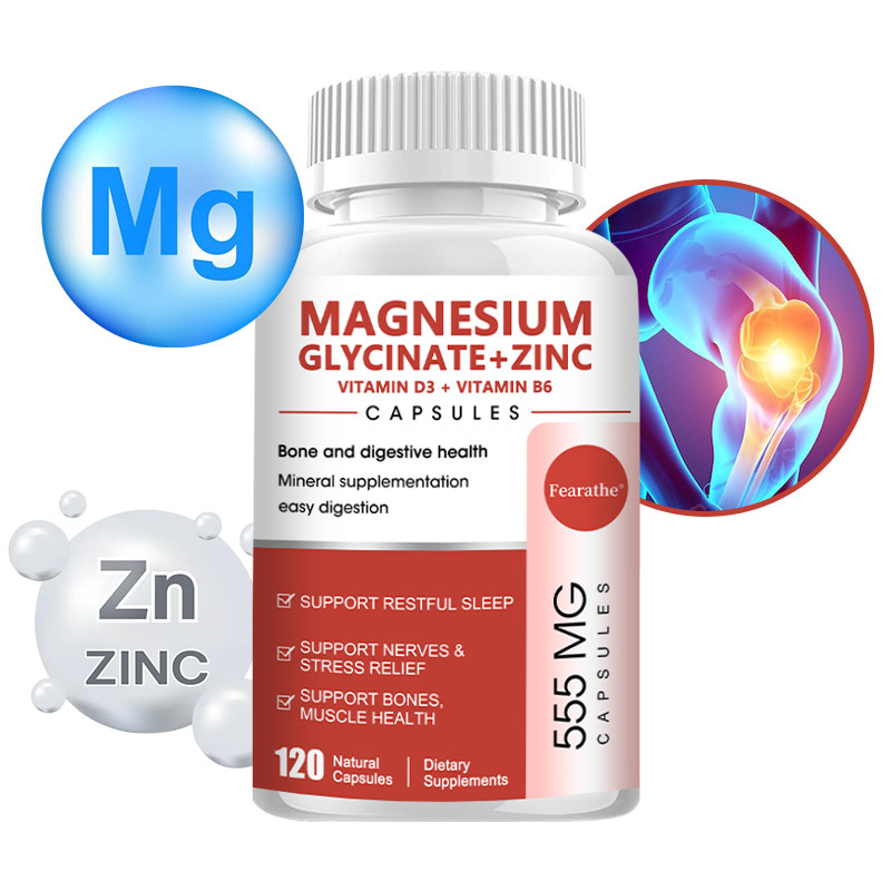 Magnesium Glycinate + Zinc, Vitamin 3, B6 untuk kesehatan tulang dan pencernaan, mendukung kesehatan