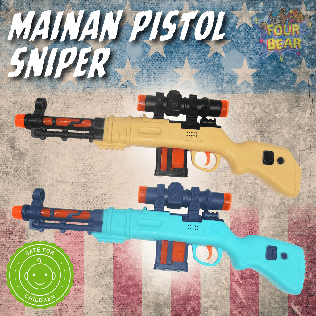 Mainan Pistol Anak Tembakan Gunfight Combat Sniper SNI Sinar Laser Suara Efek Tembakan Menyala Toys