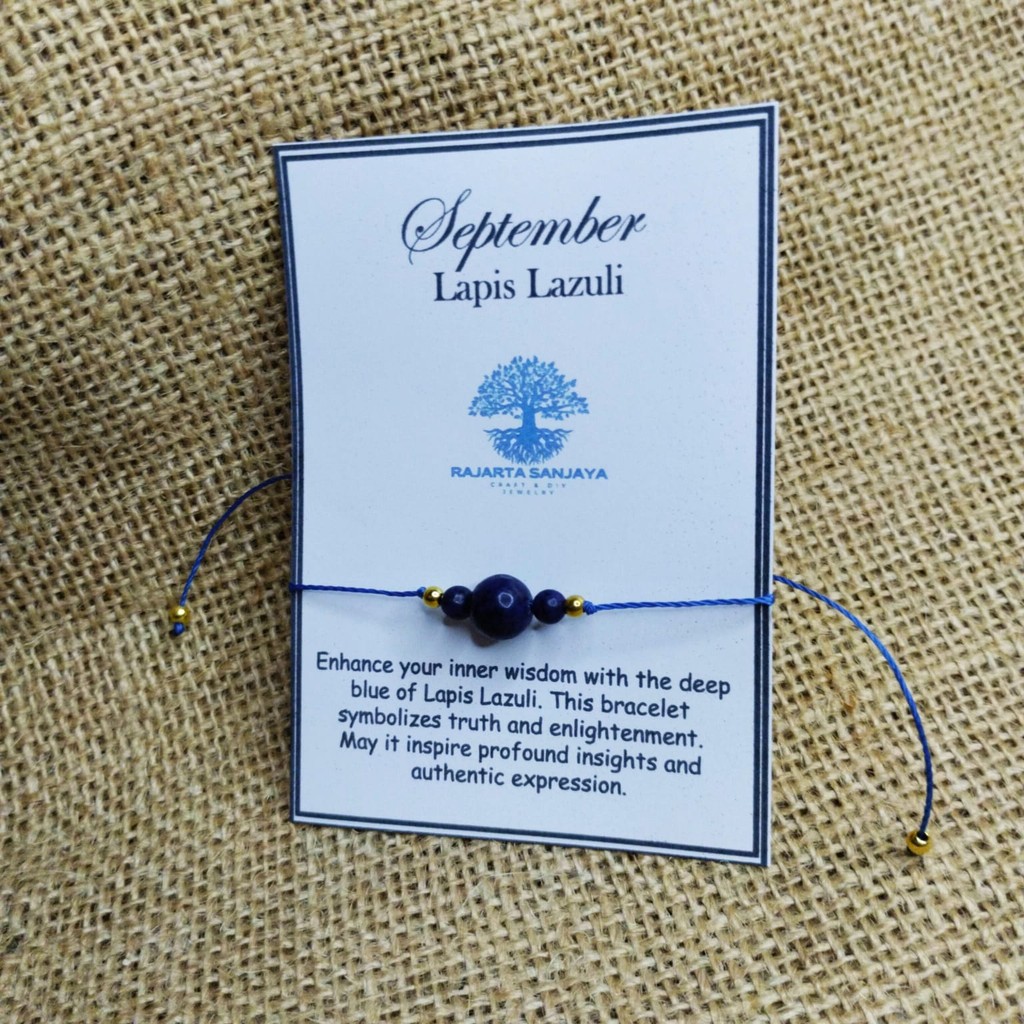 Gelang Birthstone "Best Wishes" - Lapis Lazuli - Bulan September untuk Kebijaksanaan & Pencerahan