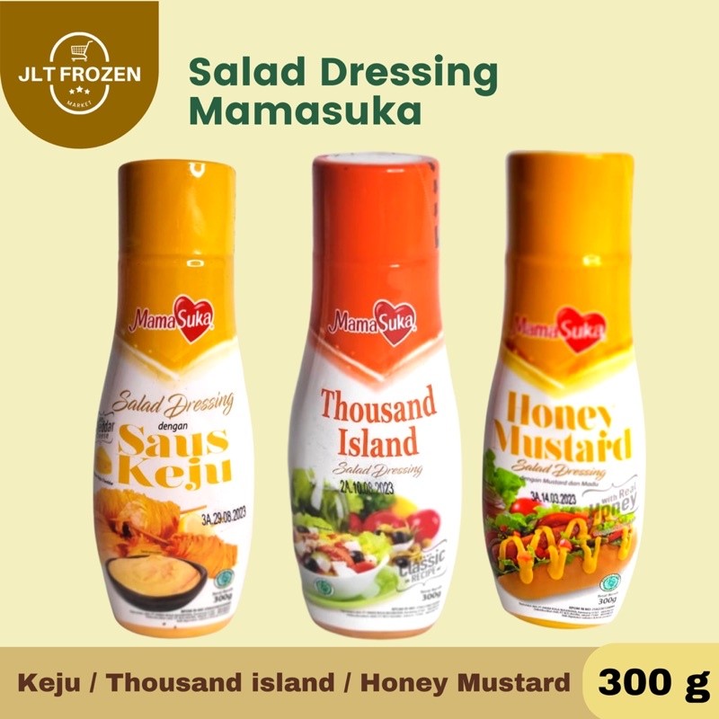 

Mamasuka Salad Dressing Botol - 300g (Keju / Hot Lava / Wijen / Mayonais / Thousand Island / Honey Mustard)