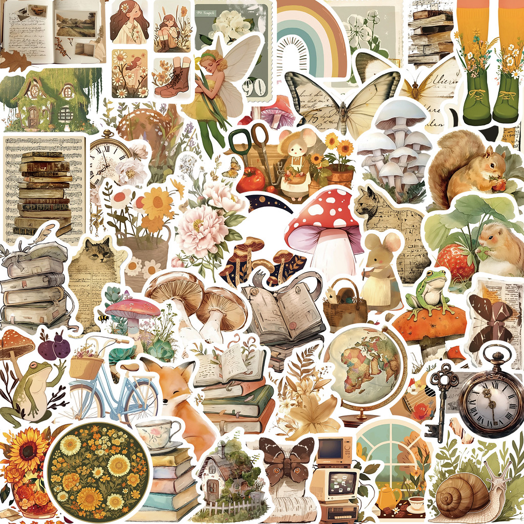 

50PCS Creative Fairy Tale Animal Book Illustrations Fairy Tales Stickers DIY Diary Laptop Luggage Graffiti Decals Classic Toy