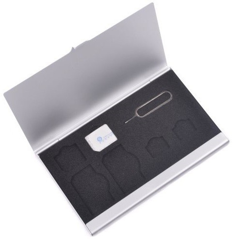 Kotak Metal Kartu SIM Card Box Storage 2 Micro Nano Sim Eject