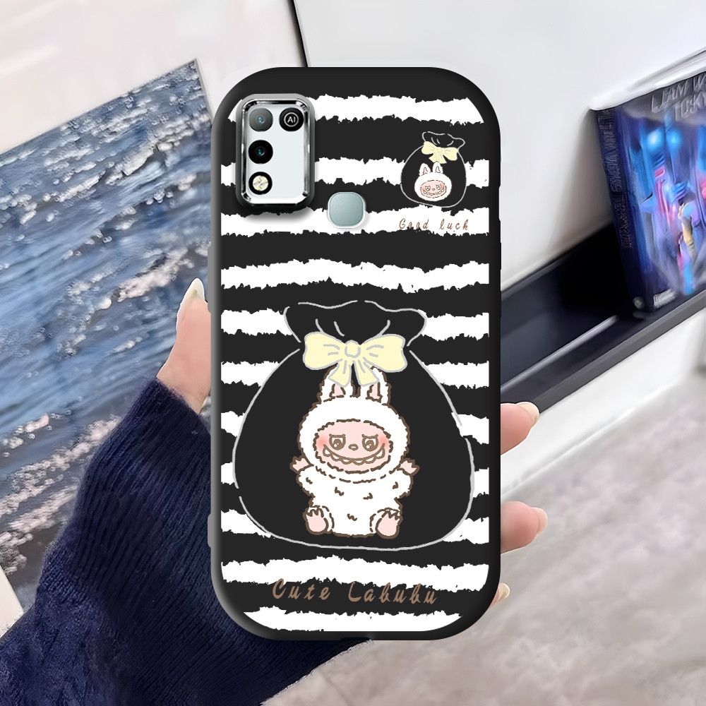 Infinix Hot 10 Play 11 Play Cute Labubu Pattern Silver Edge Lens  Soft Silicone Phone Case HP Softca