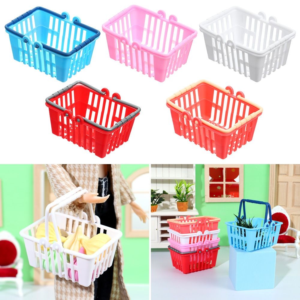 Mini Shopping Basket For Doll House Food Basket Supermarket Shopping Toy Miniature Furniture Model P