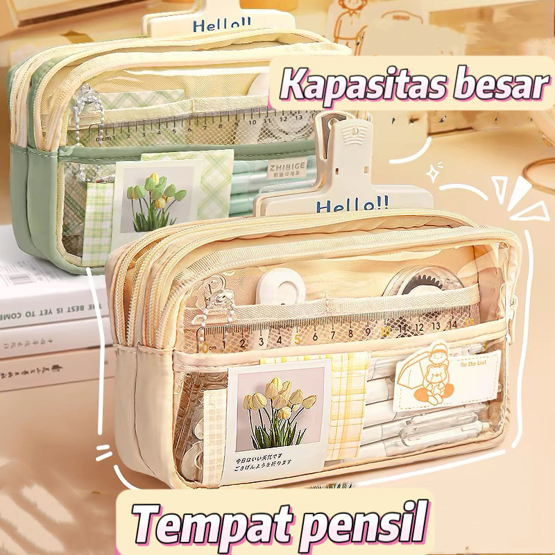 

SURABAYA Winzige transparan tempat pensil aesthetic kotak pensil unik korea alat tulis Multifungsi pencil case large pen pouch lucu stationery organizer perlengkapan sekolah aesthetic smp estudee pensil case coquette stationery