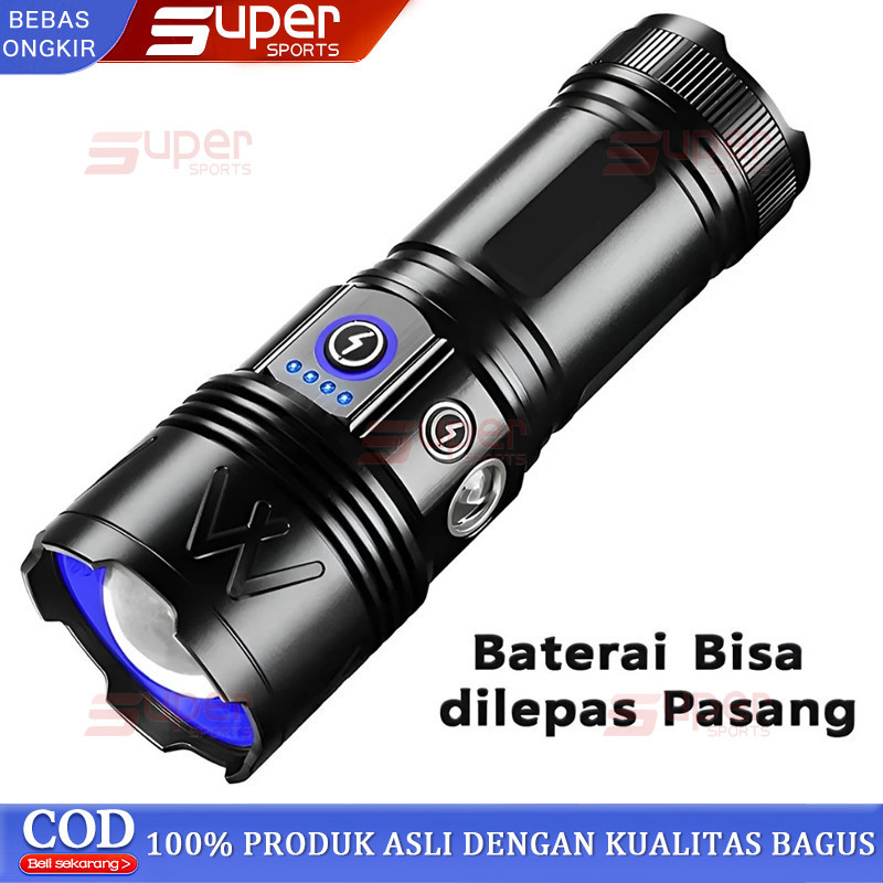 Senter Zoom In Out B55 2200lumens Flashlight Side LampLED Senter Super