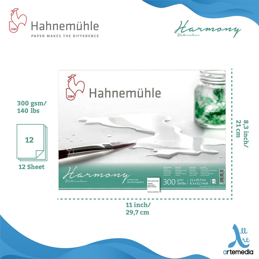

Gramedia Surabaya - Hahnemuhle Harmony A4 Watercolor Pad Paper Block HOT PRESSED