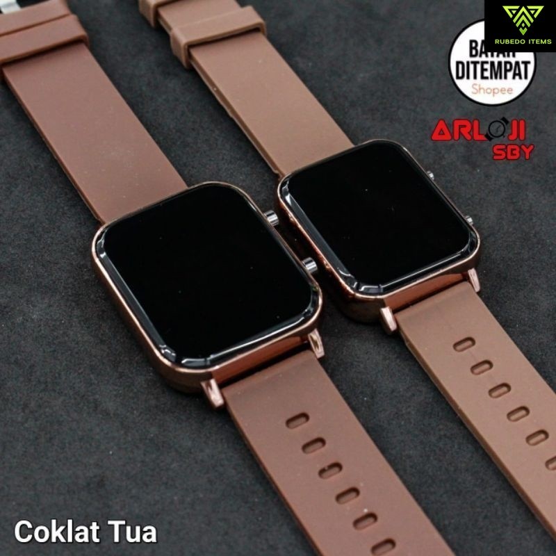 JAM TANGAN PRIA WANITA CEWEK LED WATCH RUBBER WARNA TOP QUALlTY