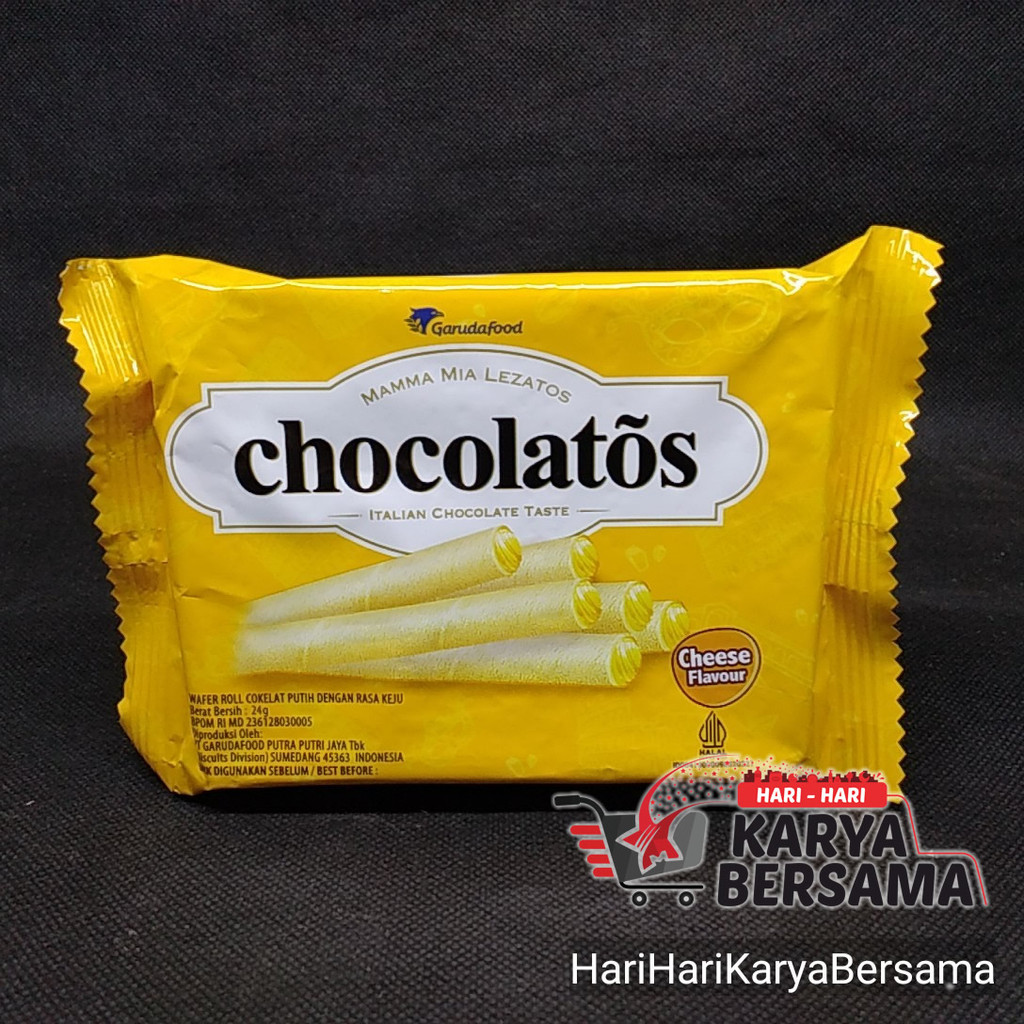 

MAKANAN RINGAN WAFER GARUDA FOOD CHOCOLATOS ROLL SWEET CHEESE 24GR