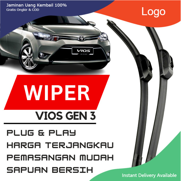 WIPER VIOS GEN3 DEPAN 1 SET FRAMELESS Khairun_Variasi
