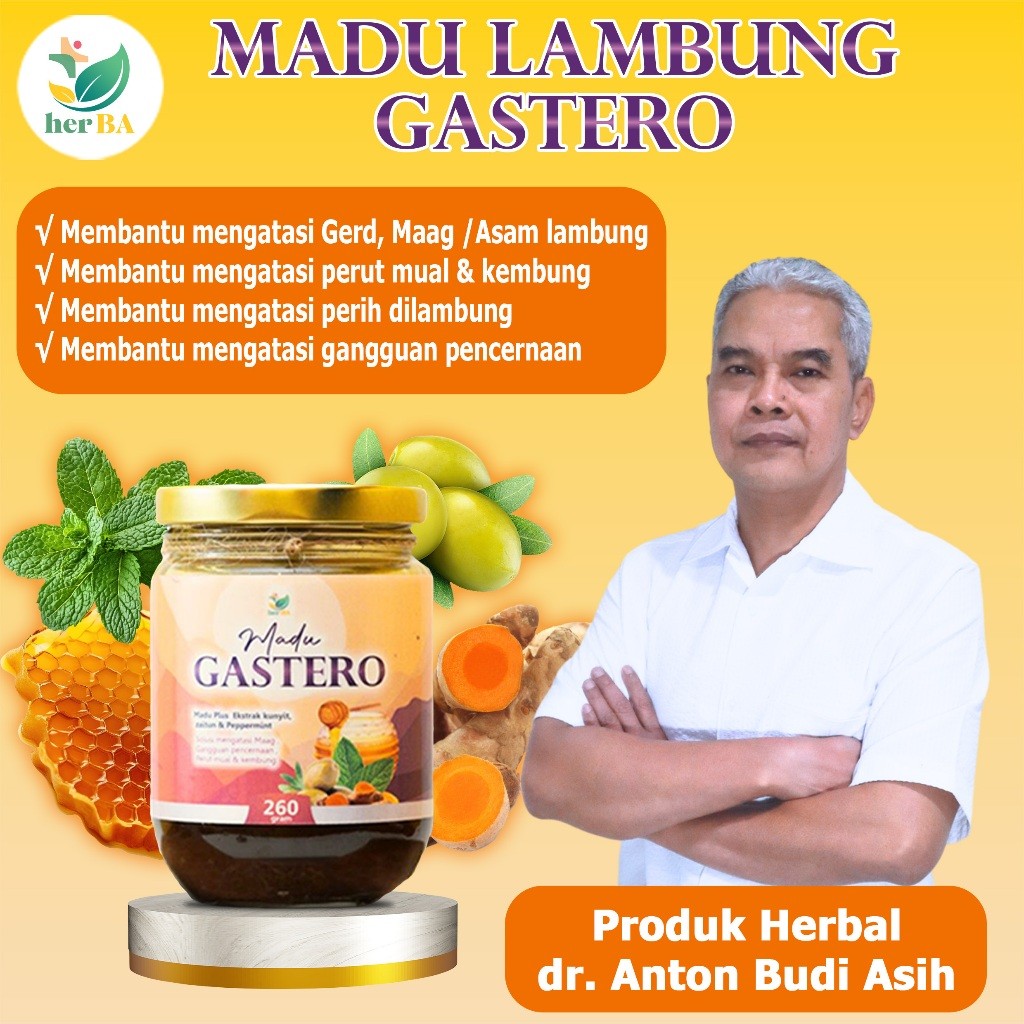 

GASTERO 260gr Madu Herbal Asam Lambung Keluhan Gerd Maag Mual Muntah