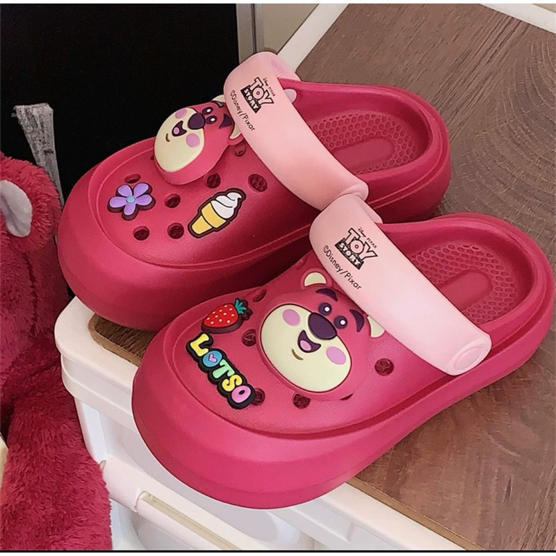 Sandal Lotso Sepatu Sandal Clog Lotso Beruang Strawberry untuk Wanita Sendal Clog Sendal Karet Clog 