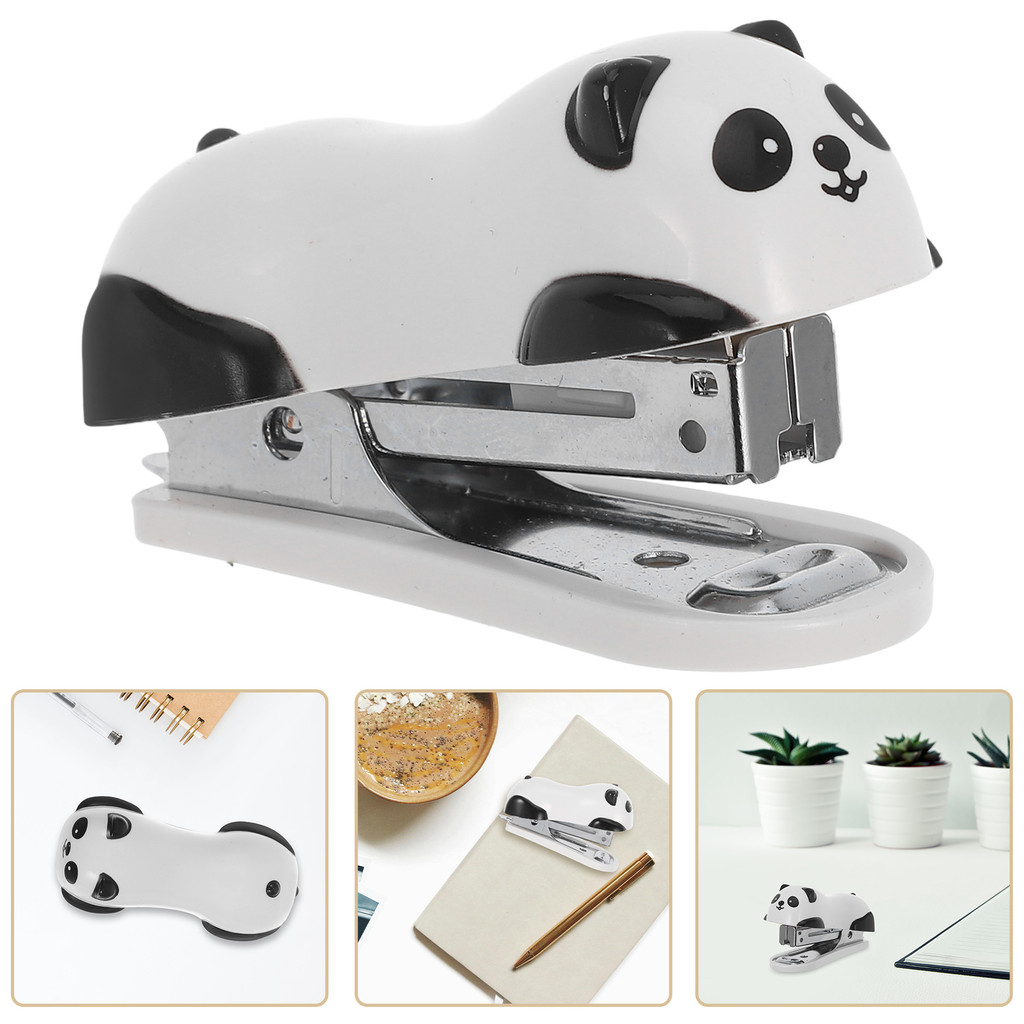 

Panda Mini Desktop Stapler Cute Animal Design Lightweight Compact Portable Office Home School Stationery Plastic Metal Cartoon