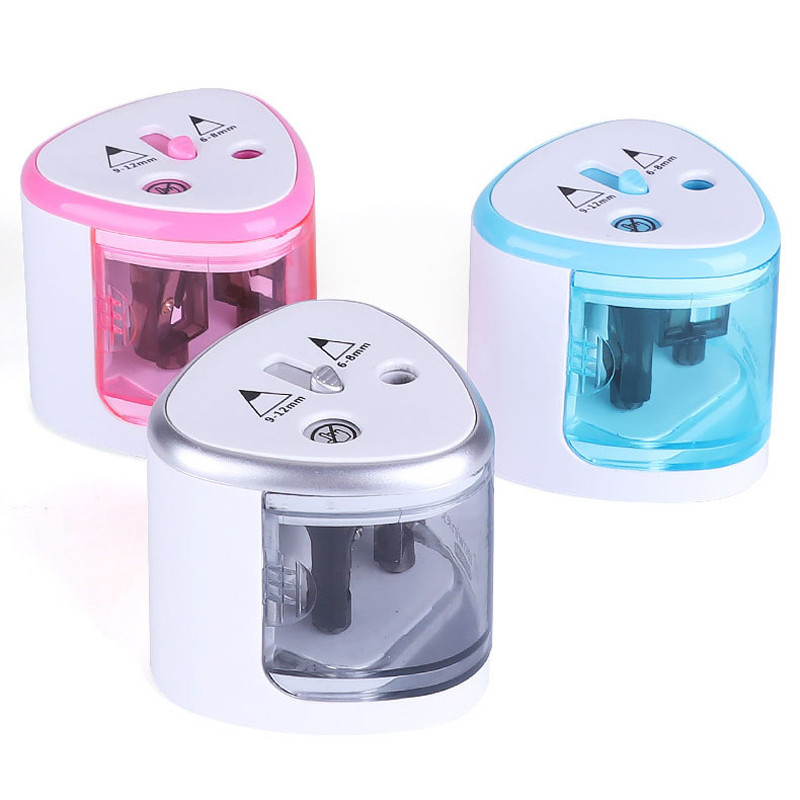 

Manual Electronic Auto Pencil Sharpener Two Double Holes Switch For 6-12mm Pencils Color Pencil Cute School Supplies Sharpener