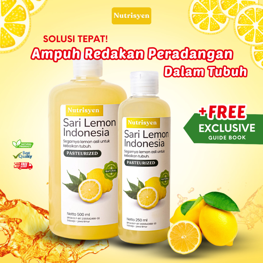 

Nutrisyen - Sari Lemon Pure Lemon Fresh Cuka Lemon Vinegar dengan Endapan Probiotik Lemon Cider Vinegar with Mother Fermentation Alami untuk Diet Detox dan Pelangsing 250 500 ml