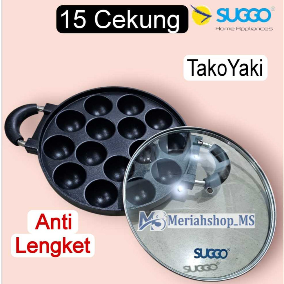 Cetakan Kue Takoyaki 15 Lubang Cekung/Cembung ORI SUGGO Anti Lengket Cetakan loyang plus penutup KAC