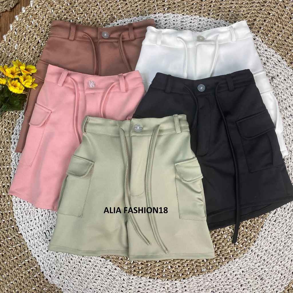 NANTARSHOP Celana Pendek Scuba / Celana Pendek Wanita Kekinian / Celana Pendek Cargo Wanita
