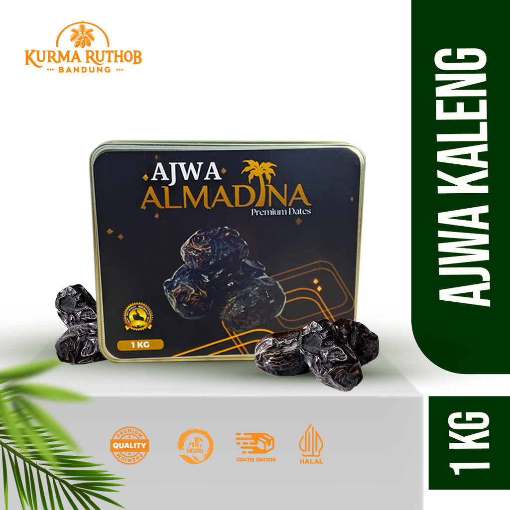 

KURMA AJWA AL MADINAH PREMIUM KEMASAN KALENG 1KG ORIGINAL KURMA NABI