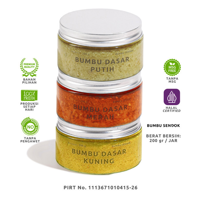 

[[Promo]]Best Seller BUMBU SENDOK Paket (3 Jar) Bumbu Dasar Putih, Kuning, Merah 200g