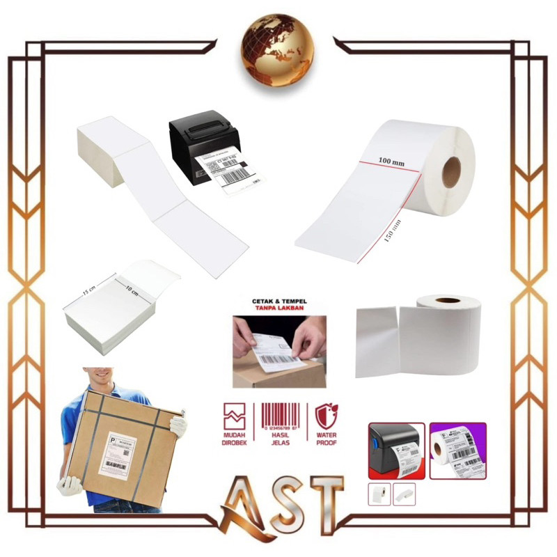 

AST Kertas Label Thermal SPX Bulat 100 X 150mm / 120mm Roll isi 250 - 500 Lembar Termal Printer Stiker Resi online