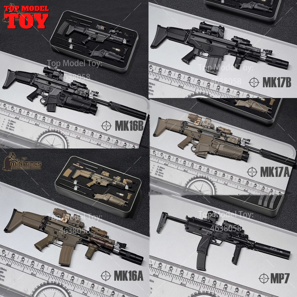 mini times toys Gun Model 1/6 Scale MK16 MK17 MP7 HK416 Figure Weapons Accessories Model For 12" Arm