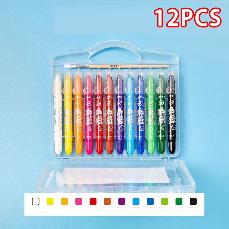 

MUM'S CHOICE12/36/48pcs Crayons Kuas berwarna anak-anak Crayon Grasp Mata Sedang Krayon Lembut Water