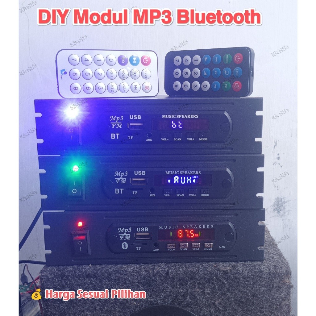 Modul Kit Mp3 Player Bluetooth Rakitan Paket Sesuai Pilihan Kumplit Dengan Adaptor DC 12V Power Ampl
