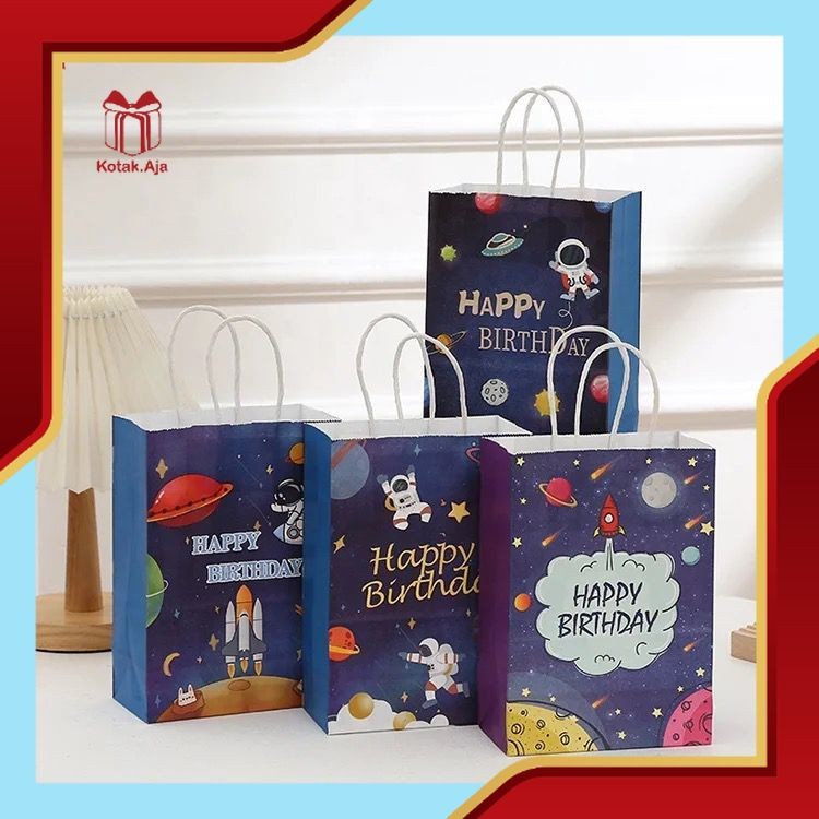 

Paper Bag Kraft / Paper Bag Birthday / Paper Bag Kertas Hadiah Souvenir Ulang Tahun / Tas Goodie Bag Happy Birthday I AK02G3