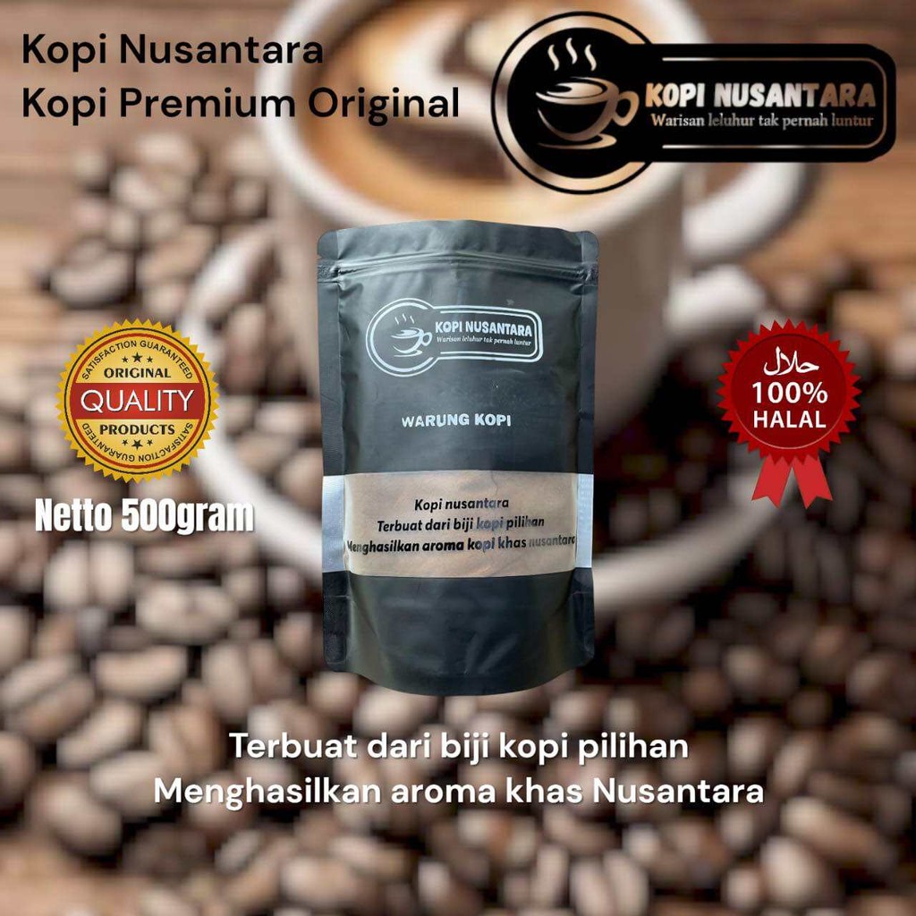 

Bubuk Kopi Premium Spesial Warung Kopi Nusantara Kemasan 500gram