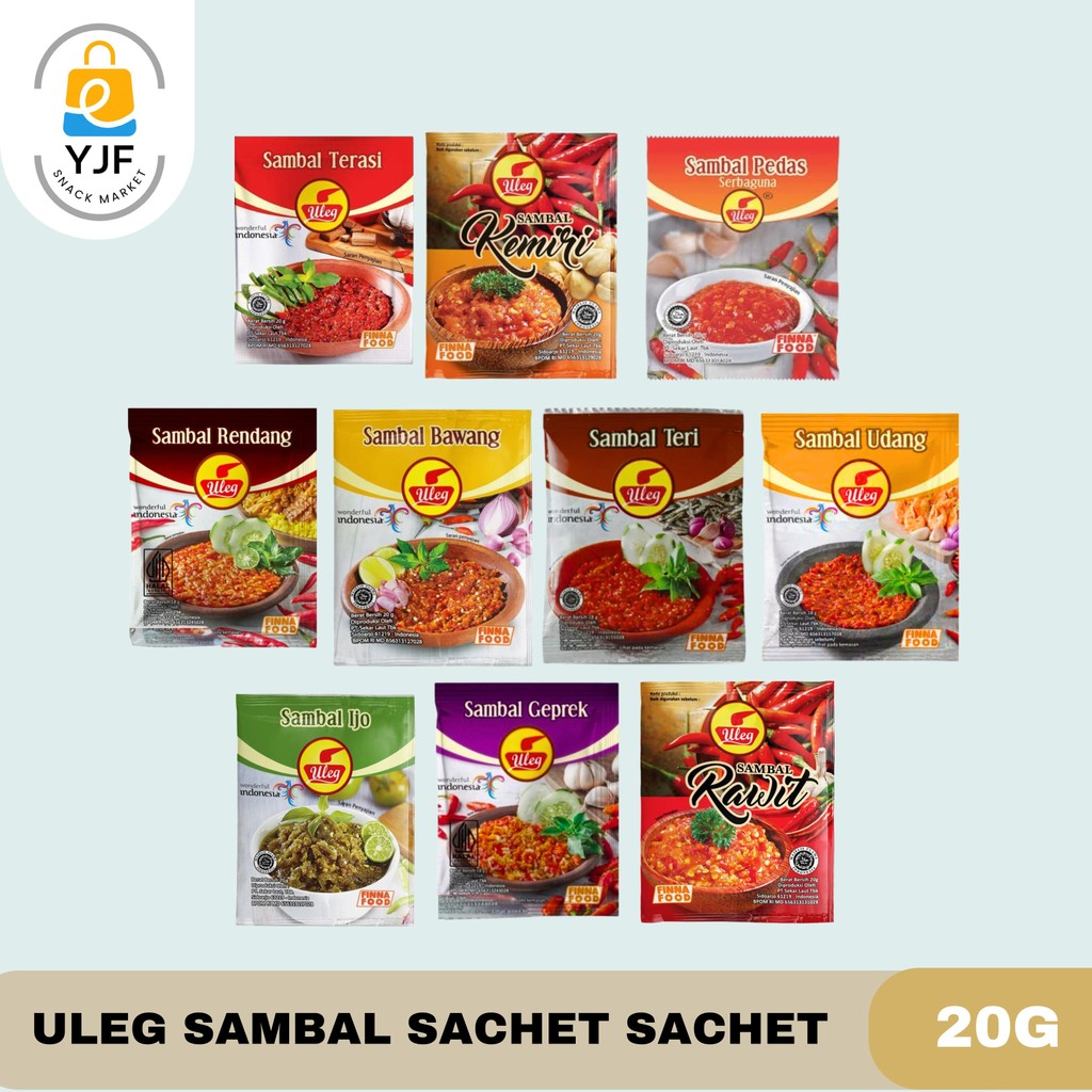 

Sambal Uleg Finna Sachet / Sambal Bawang / Sambal Teri / Sambal Rendang / Sambal geprek / Sambal Terasi / Sambal Ijo / Sambal Rawit / Sambal Udang - 20g [1 Pcs]