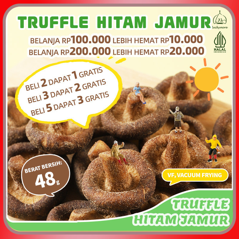 

[Luckymore] HALAL Jamur Renyah Truffle Hitam 48gr, Jamur Krispy, Jamur Renyah, Cemilan Sehat, Keripik Jamur, Truffle Hitam, Jamur Shiitake, Jamur Kering, Keripik Sayur