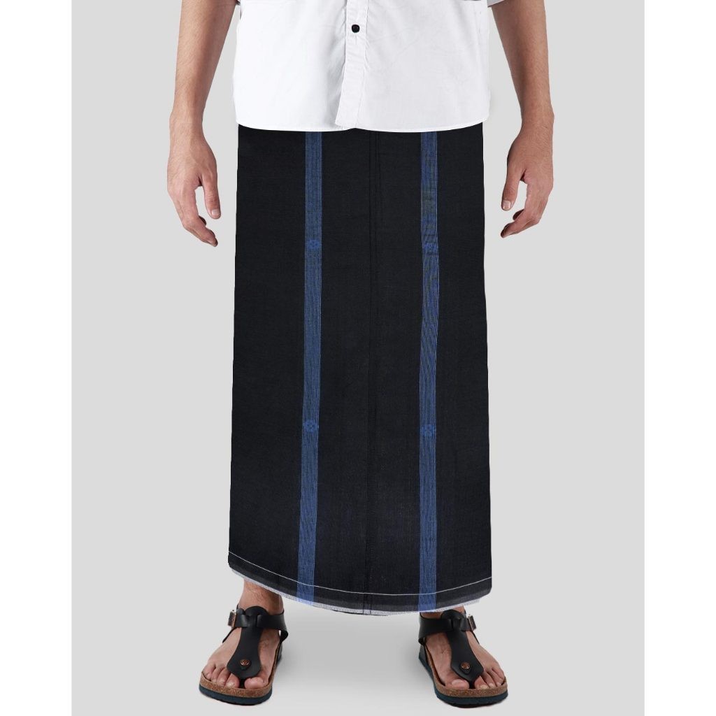 Sarung Mangga Gold Polos Timbul Hitam Biru GPWT17