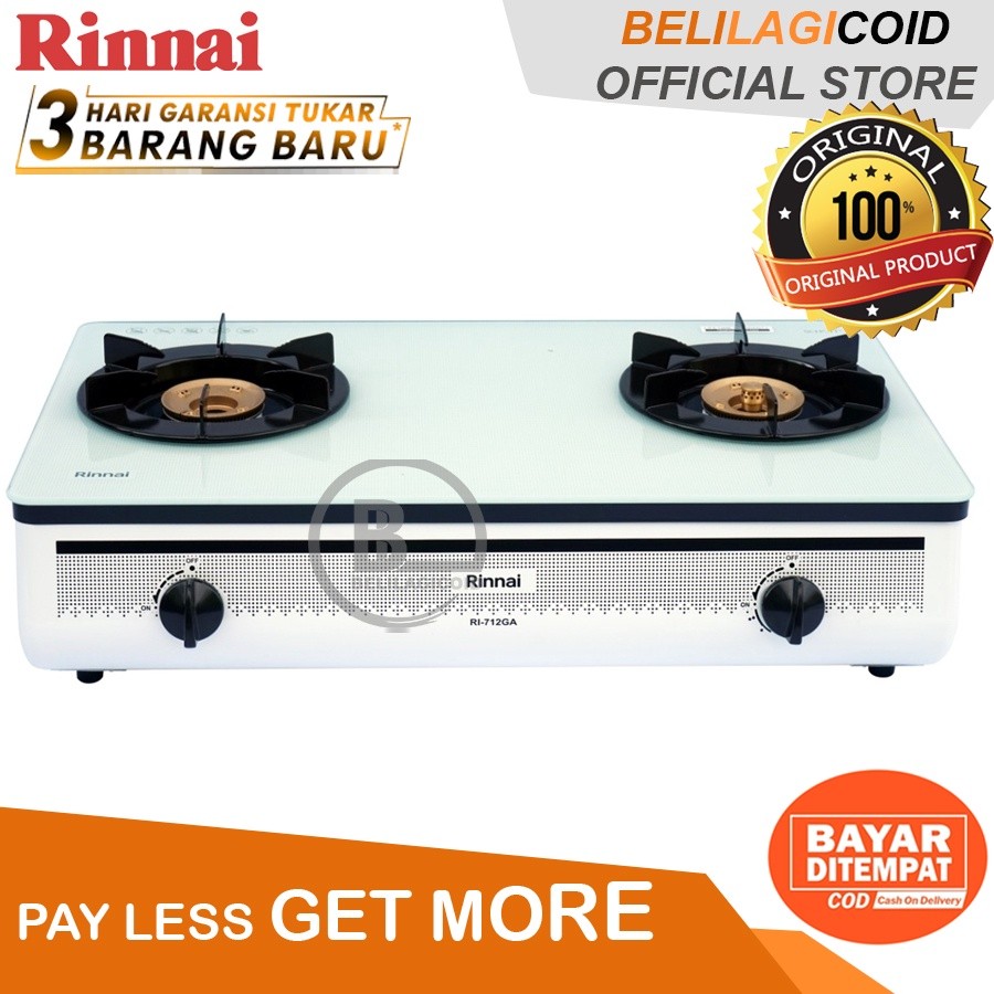 (cod) Rinnai Kompor Gas 2 Tungku RI 712 GA (W) / Kompor Rinnai 2 Tungku RI-712GA (W) / Kompor Gas Ri