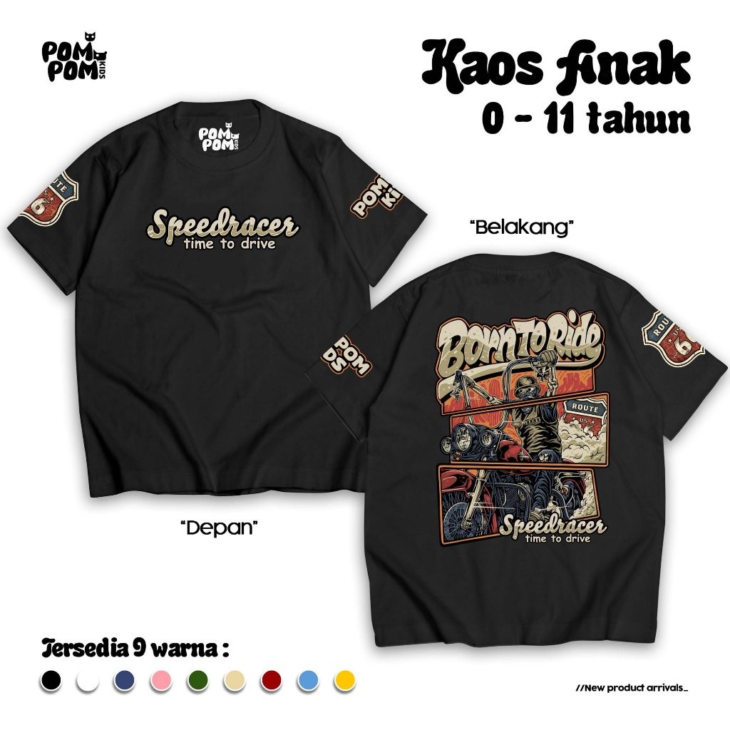 SUNSHINE Baju Kaos Anak Laki Laki COUPLE Dewasa 0-12 Tahun Speedracer (Atasan Pendek Cowok T-Shirt O