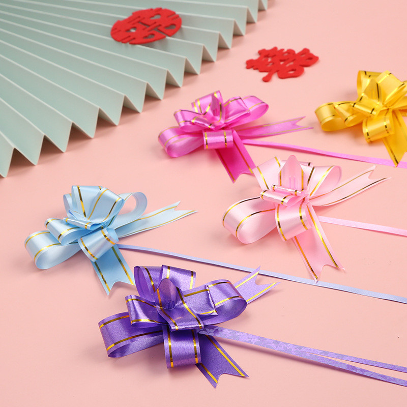 

Pita Serut Motif Garis Lis 18mm Souvenir Kado Pull Flower Ribbon Pita Tarik Pita Serut Hiasan Parcel
